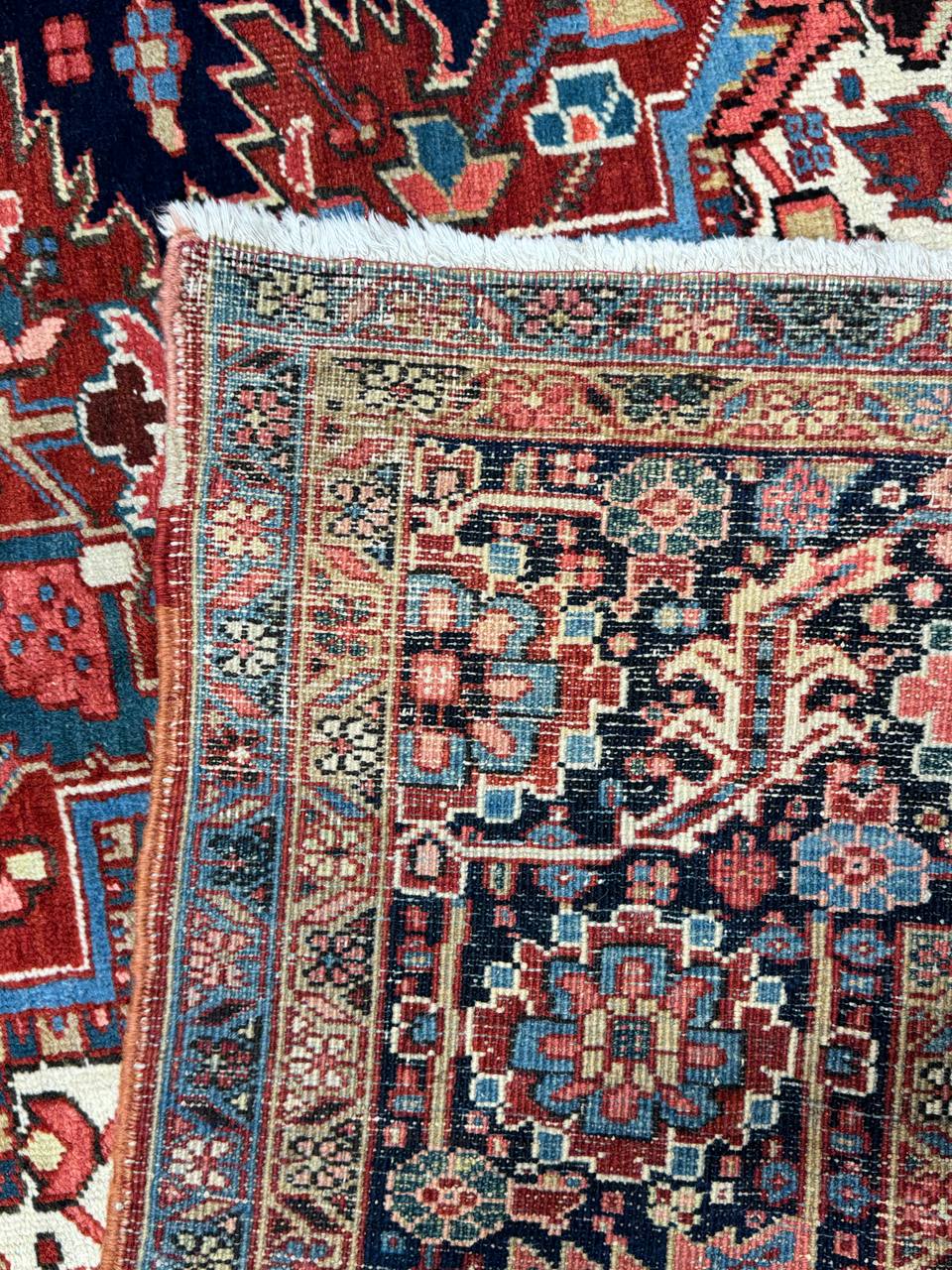 Antique Heriz Rug close-up view