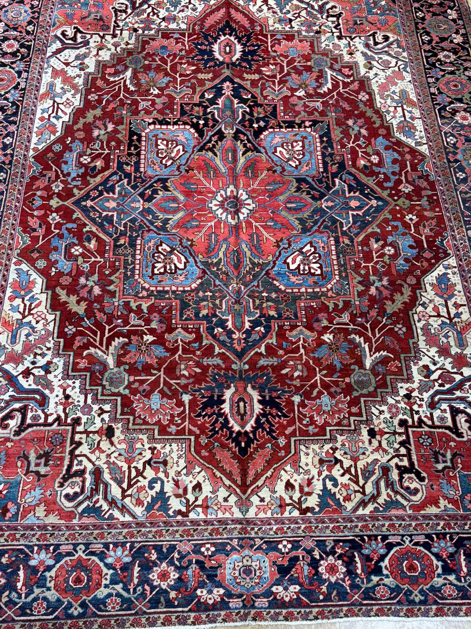 Antique Serapi Rug detail view