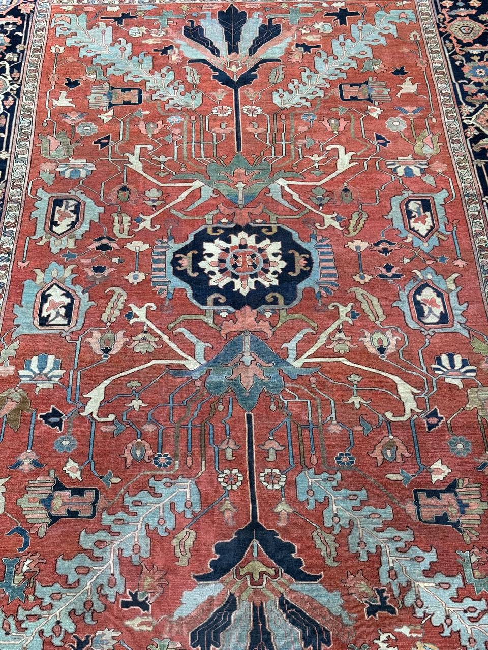 Antique Serapi Rug detail view