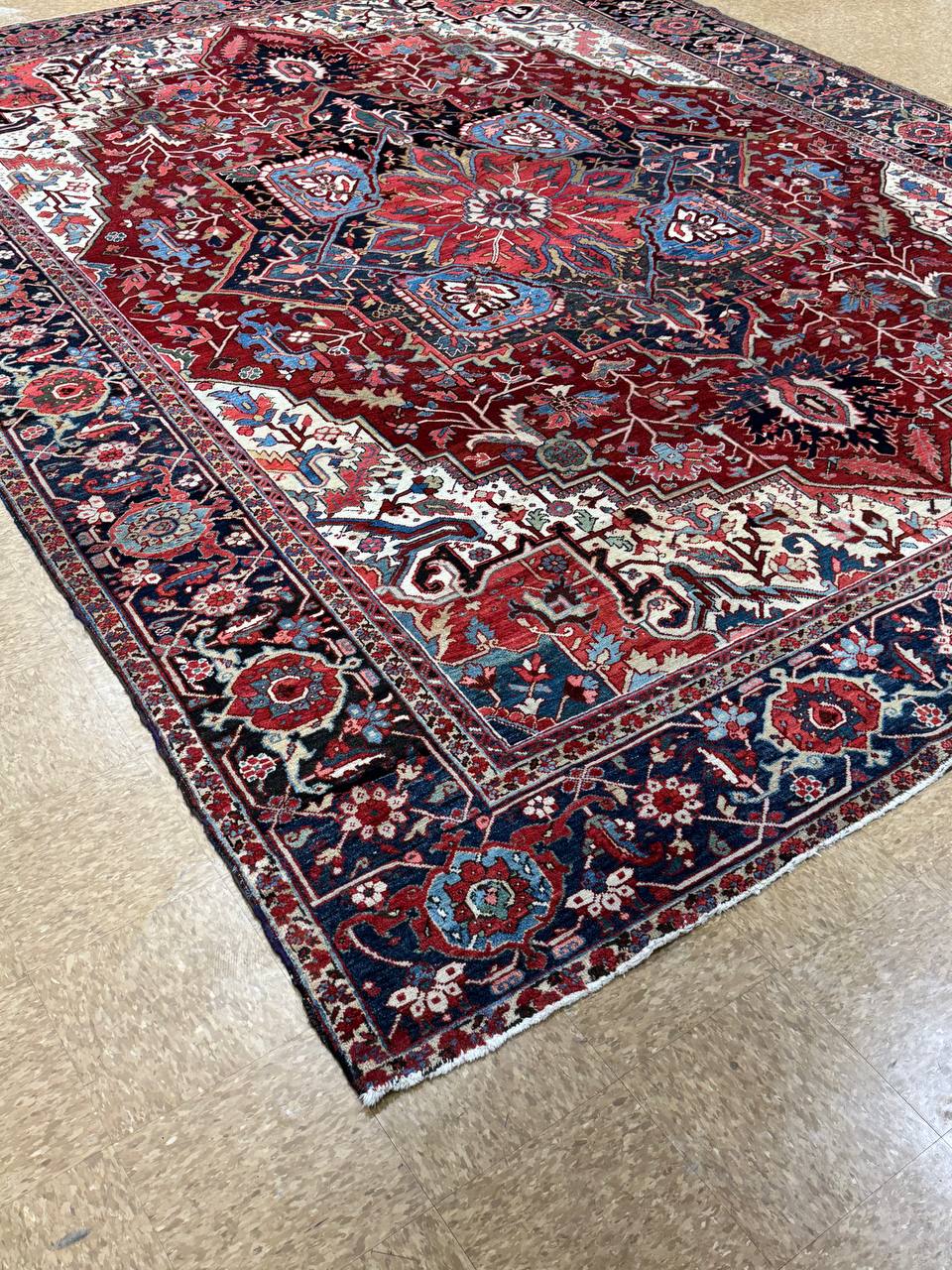 Antique Serapi Rug close-up view