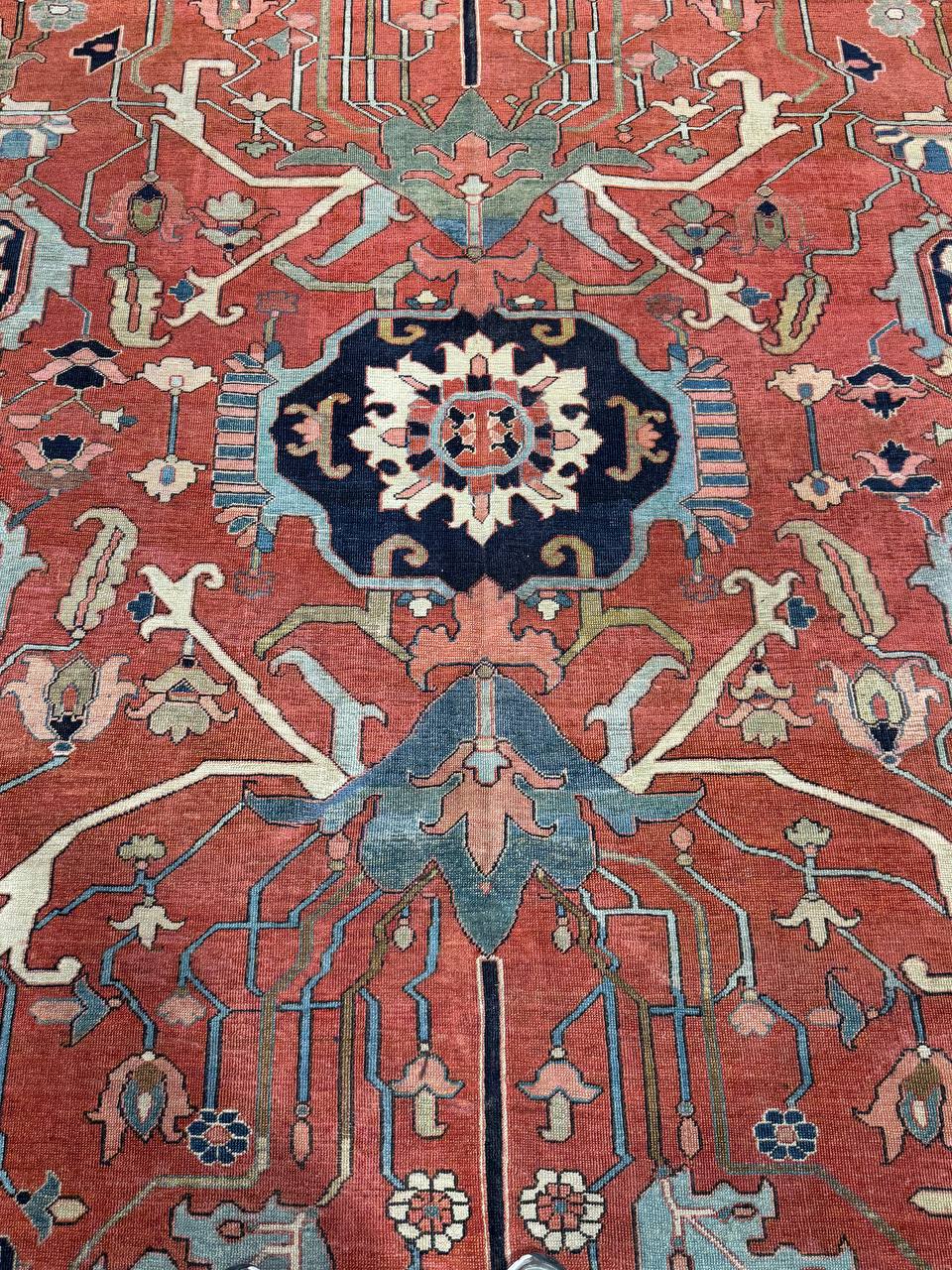 Antique Serapi Rug close-up view
