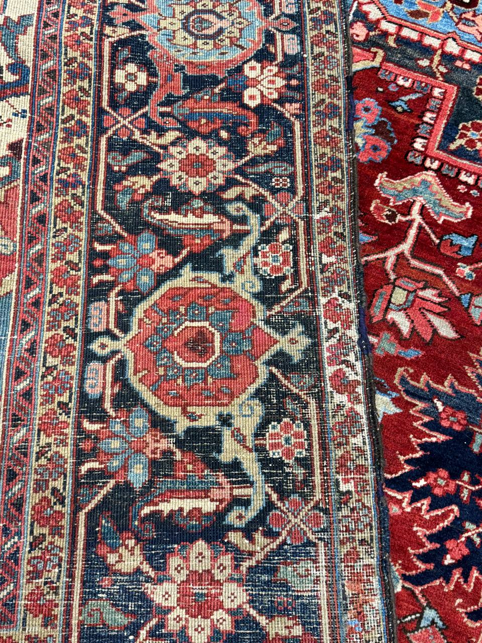 Antique Serapi Rug corner detail