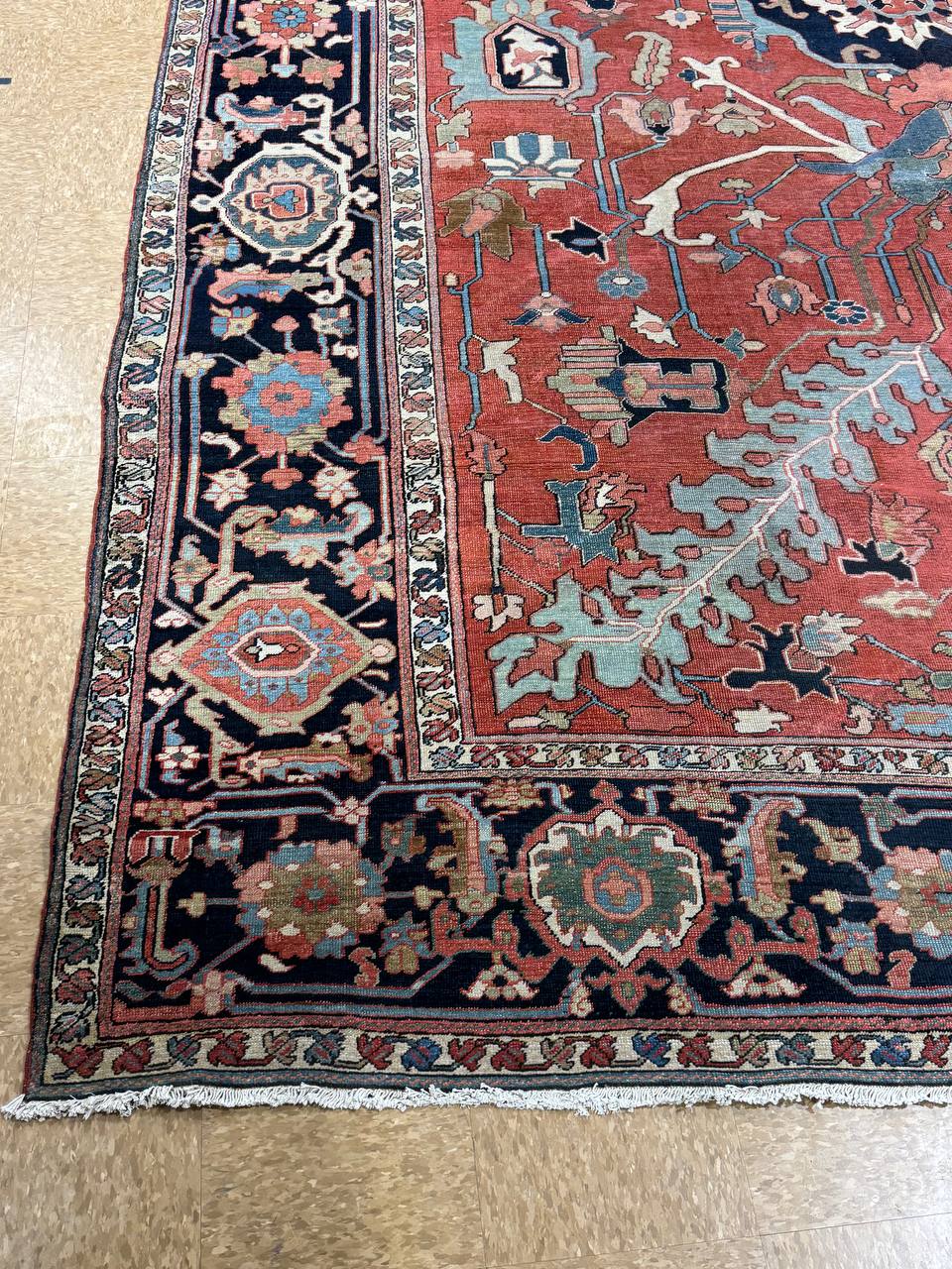 Antique Serapi Rug weave detail