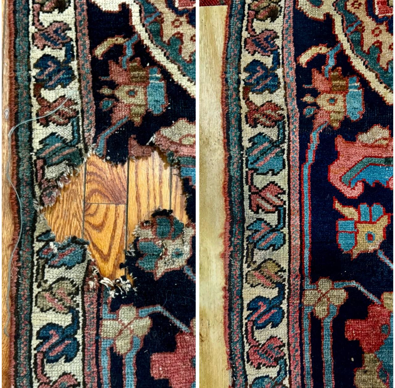 Restoration of an Antique Heriz serapi Rug