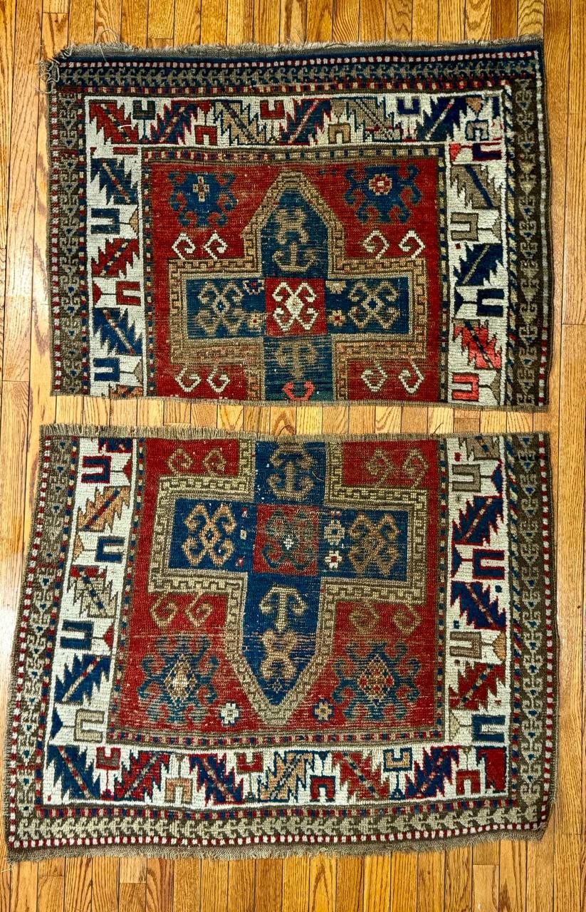 Antique Russian Kazak rug restoration and rejoining
