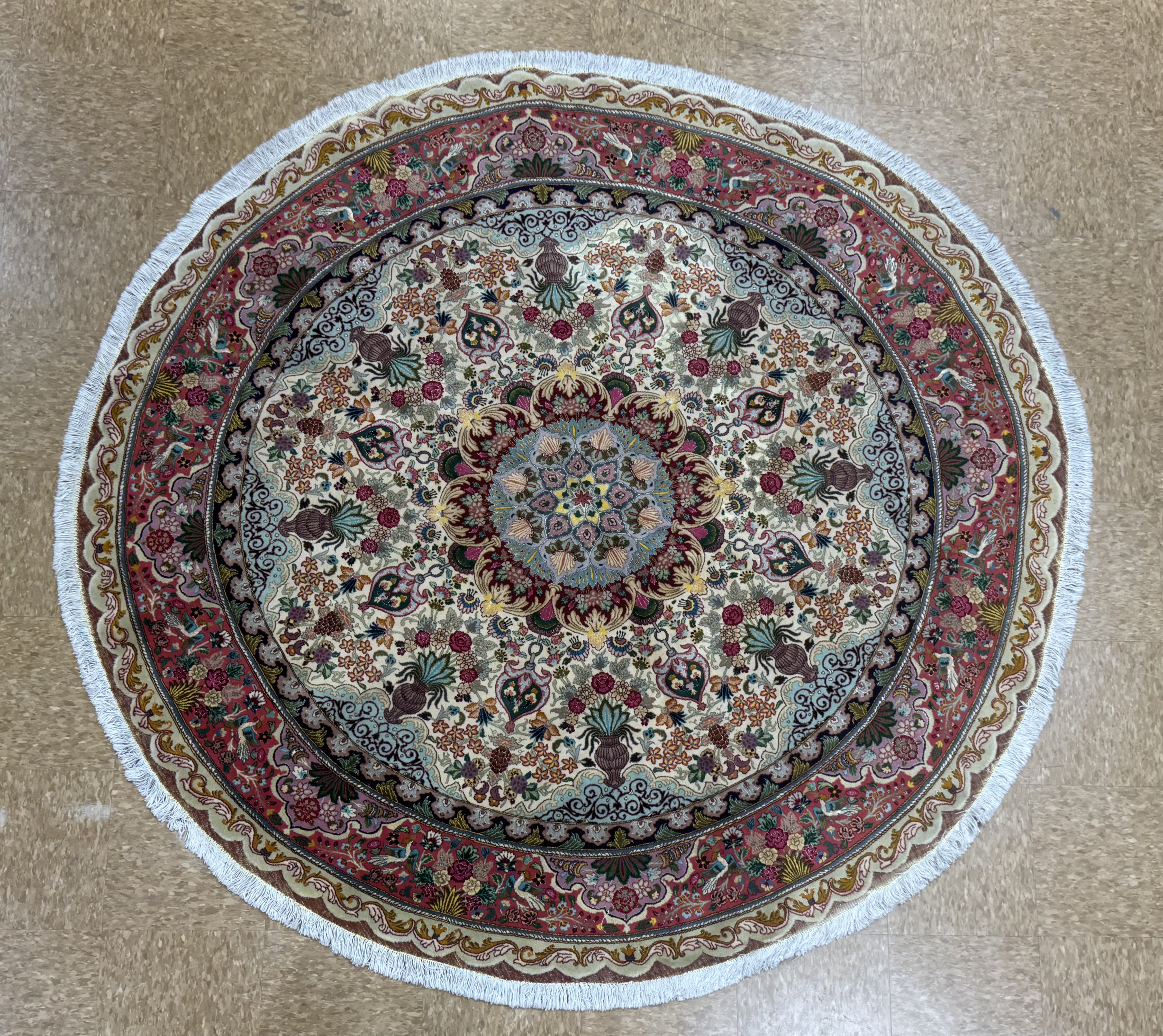 Vintage Tabriz Round Rug